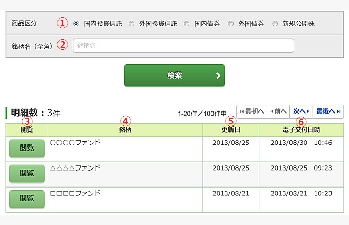 目論見書交付履歴の画像です。